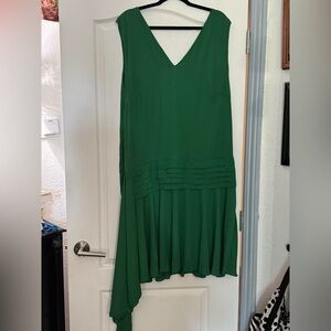 Green Asymmetrical Pleated Sheath Dress for Wedding Guest